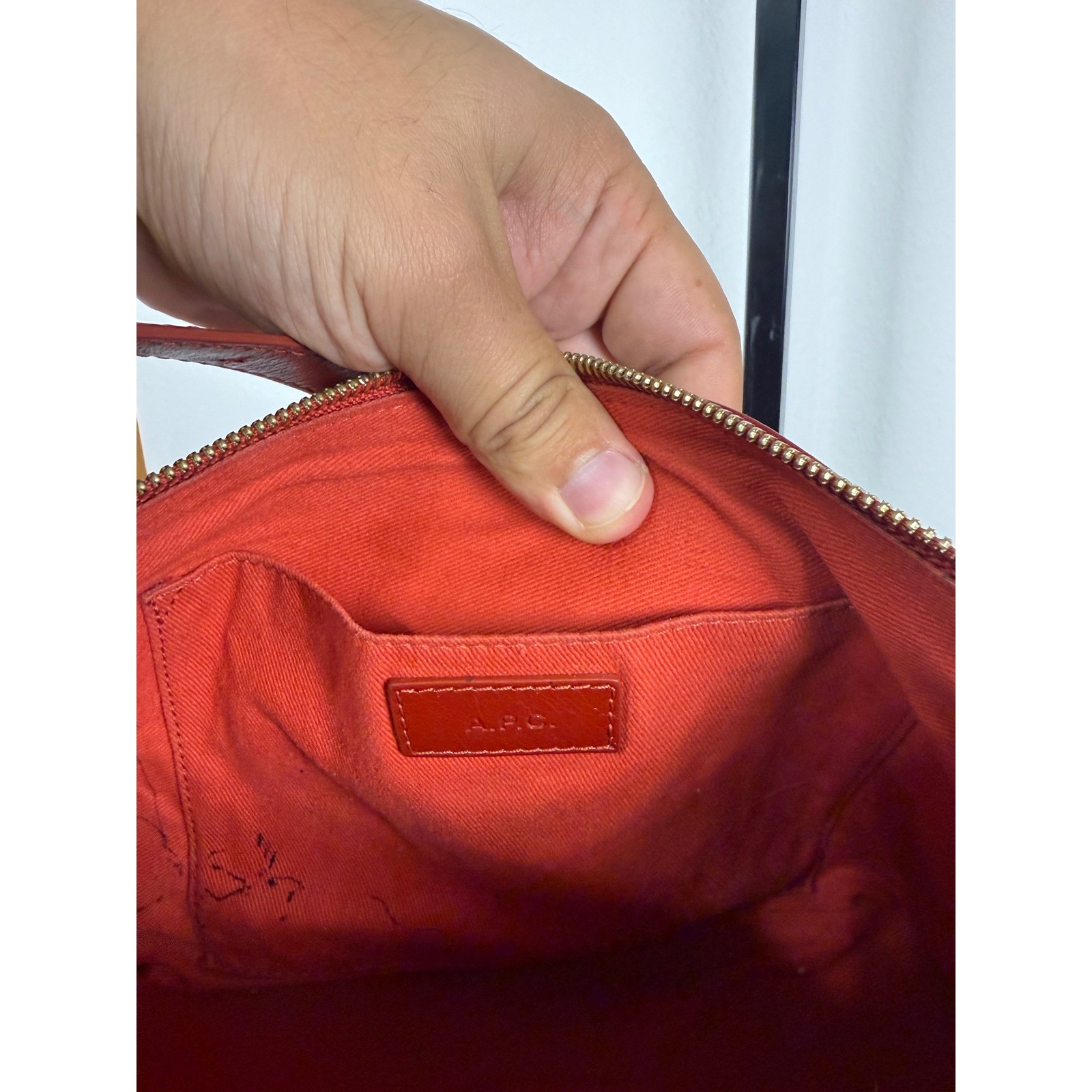 A.P.C. Red Worn Vera Shoulder Bag