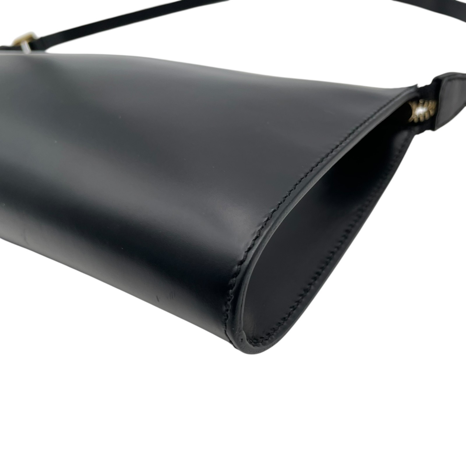 Authentic Salvatore Ferragamo Gancini Leather Accessory Pouch Black Gold