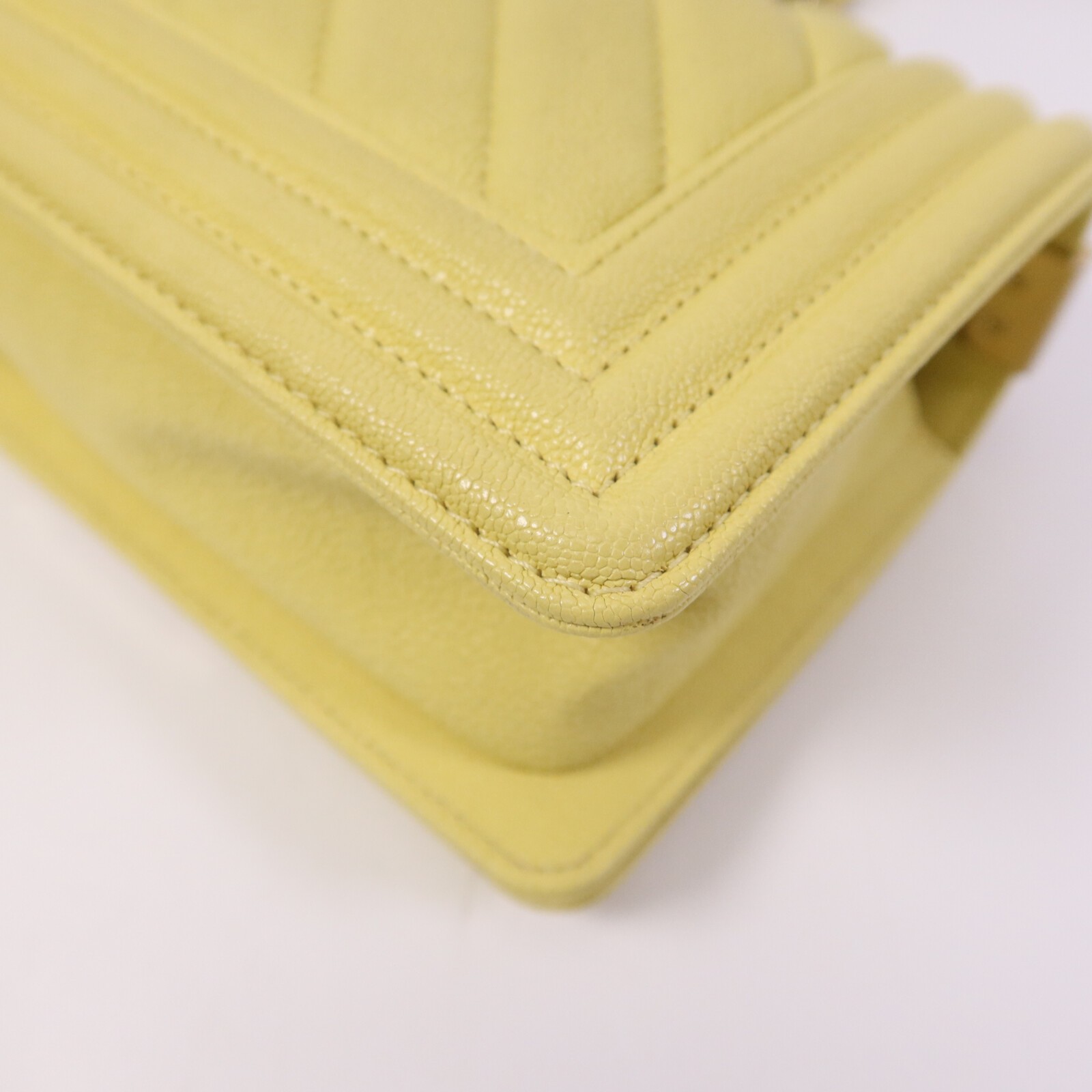 CHANEL CC GHW Boy 20 Chain Shoulder bag A67085 Calfskin Leather Yellow