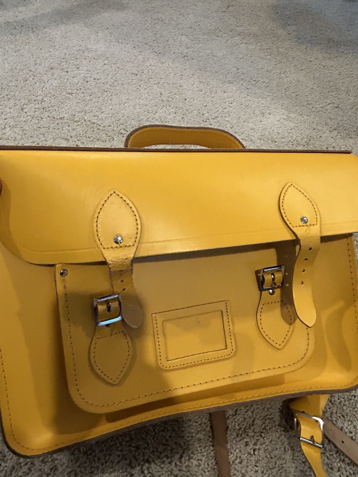 CAMBRIDGE SATCHEL CO. MUSTARD MATTE YELLOW LEATHER WOMENS LEATHER SATCHEL BAG