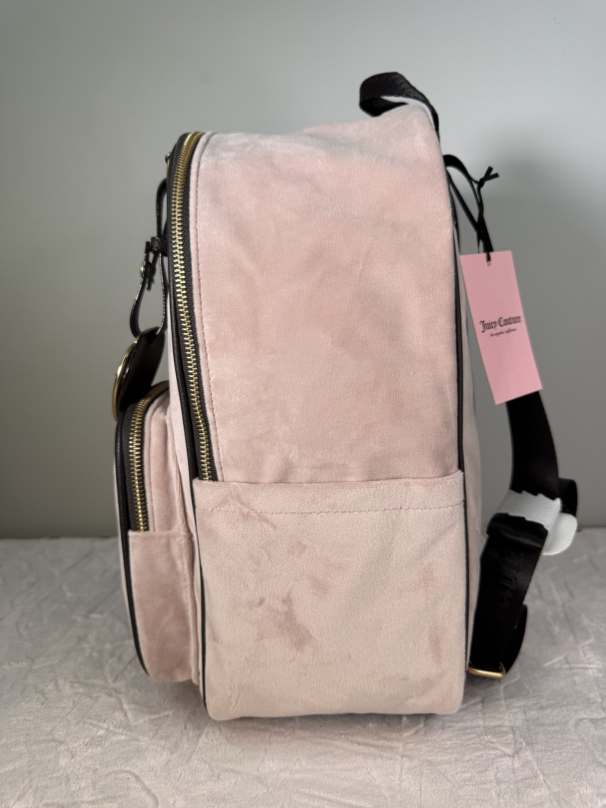 Juicy Couture Pink Velour Backpack w/ Crown Crest