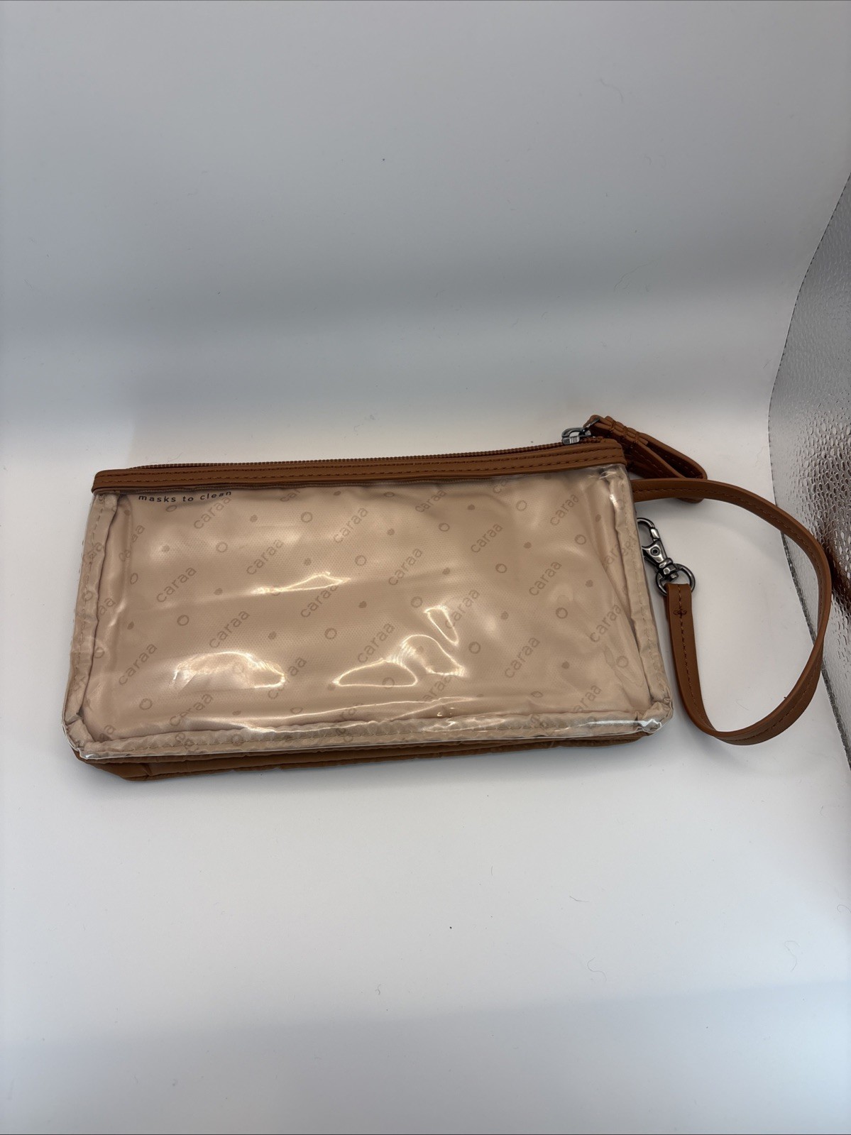 Caraa Nimbus Water Repellent Travel Cosmetic Pouch Bag Wristlet Mocha Organizer