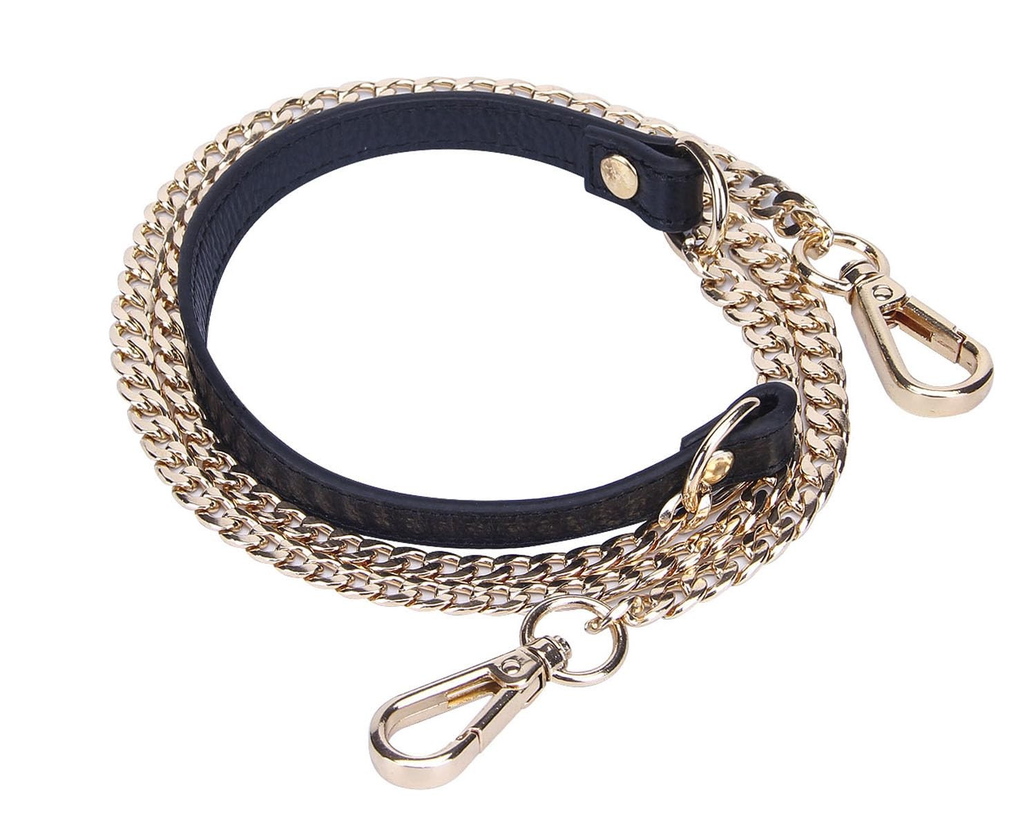 12MM Genuine Leather Chain Crossbody Strap Replacement for Handbags Black