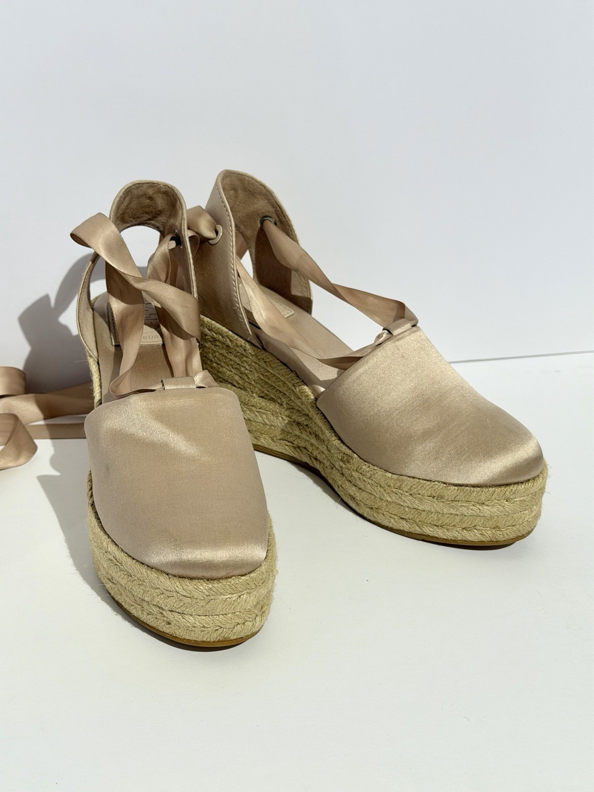 Tory Burch Matching Set Fleming Bag & Elisa Satin Wedge Espadrilles Size 7