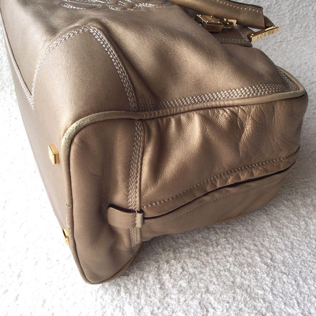 LOEWE Amazonas 36 Mini Boston Handbag Gold Hardware Stitching 35.5x21x15cm