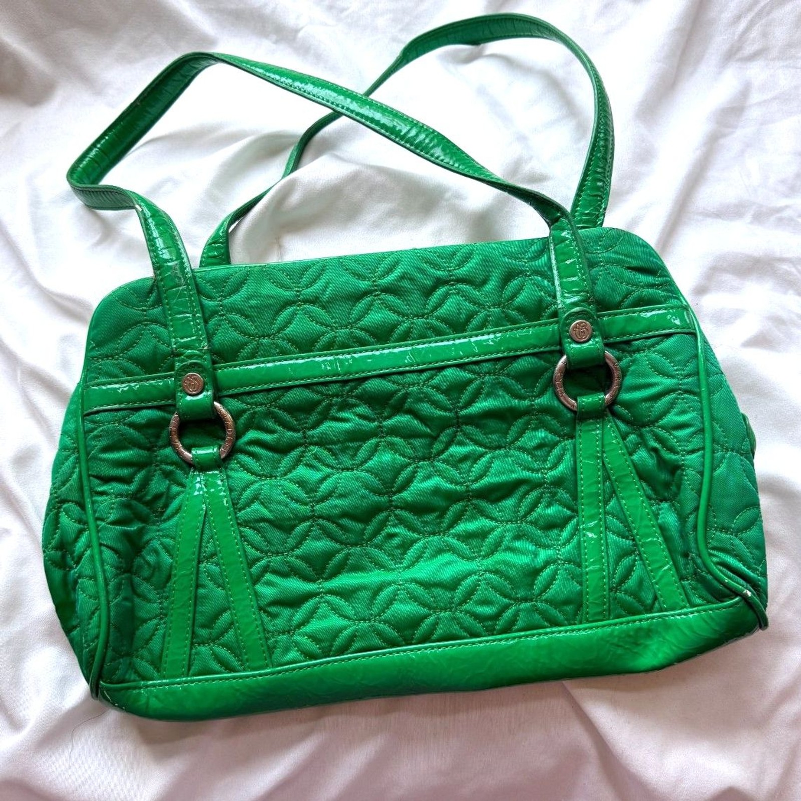 ⭐ Vera Bradley Whitney Shoulder Bag Bright Kelly Green Quilted Satchel Purse