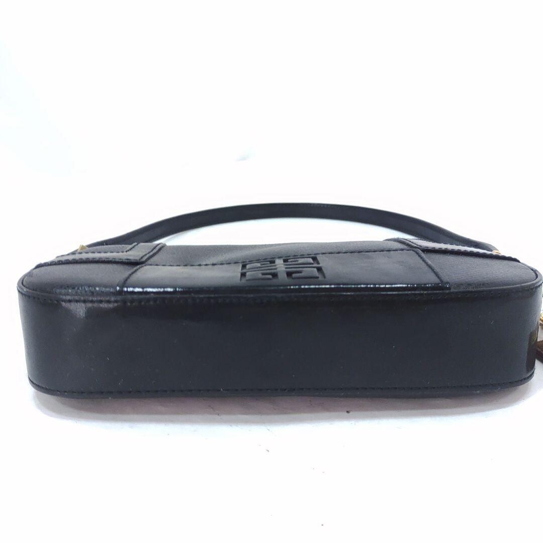 Givenchy Black Leather Shoulder Bag 4G Logo Charm Zip Pocket Women’s Pouch