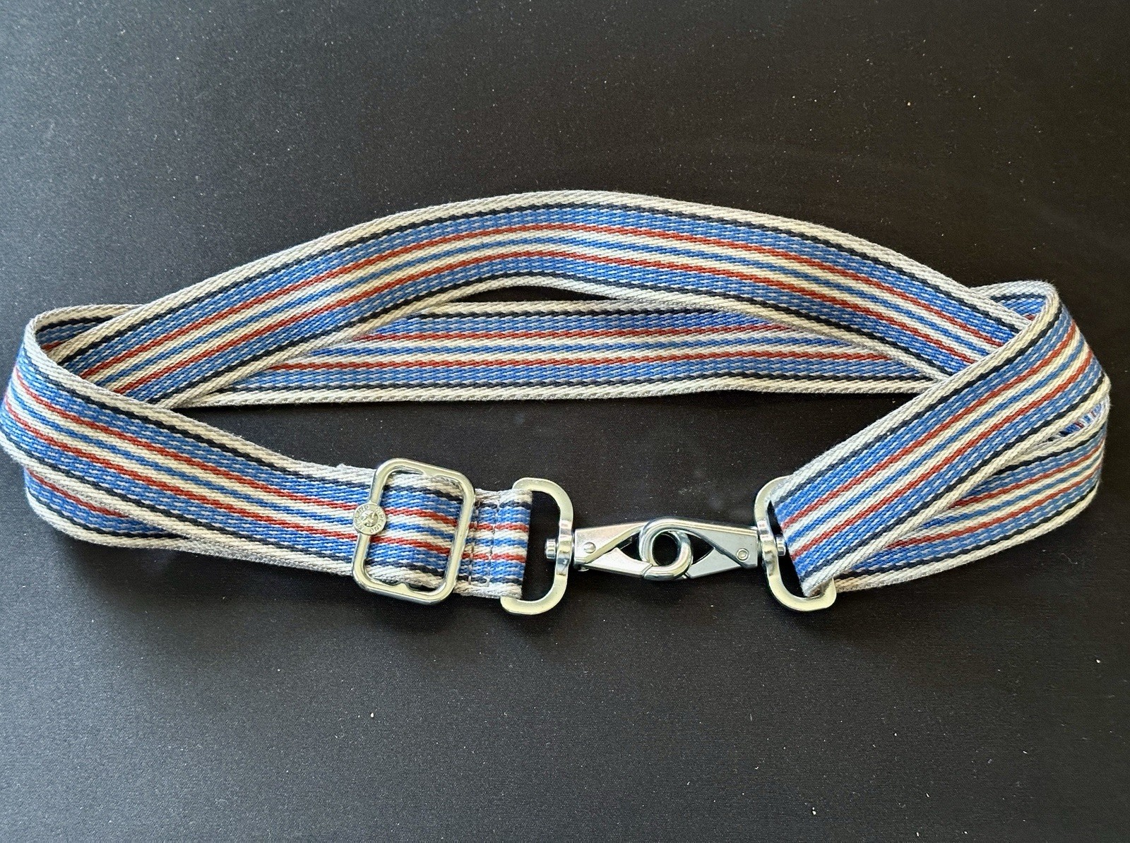 Kipling Star Logo Striped Canvas 24″ Crossbody Strap Swivel Snap Clasp Vtg Belt