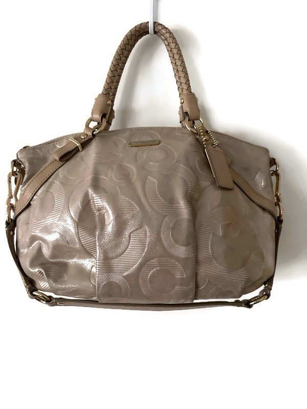 COACH MADISON EMBOSSED LEATHER SOPHIA GOLD CHAMPAGNE SHOULDER HANDBAG F15922
