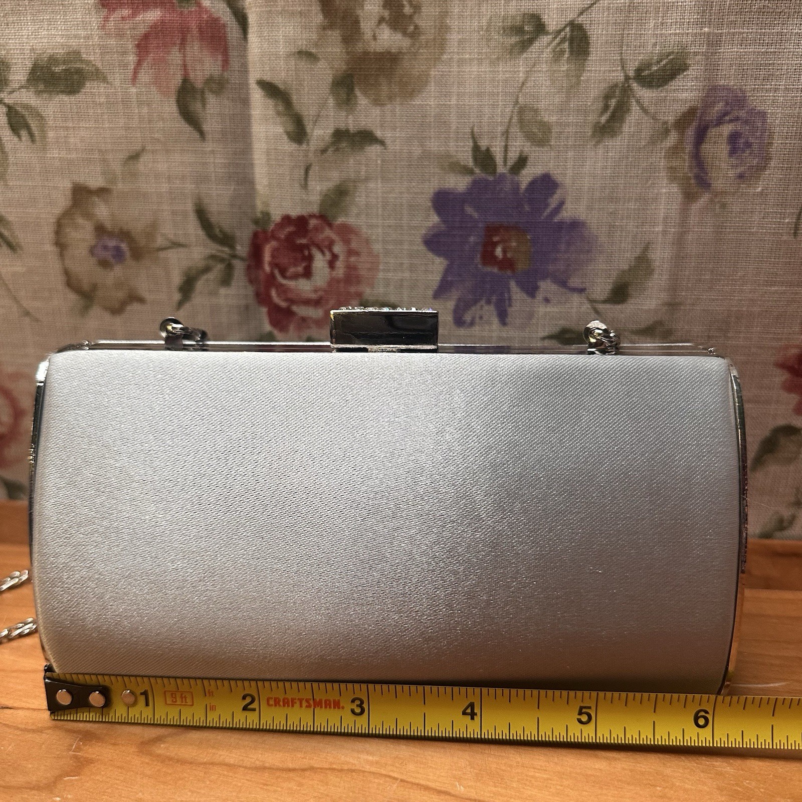 Ladies Evening Cluth by Lulu Townsend Silver with Rhinestone Clasp Glamour Purse
