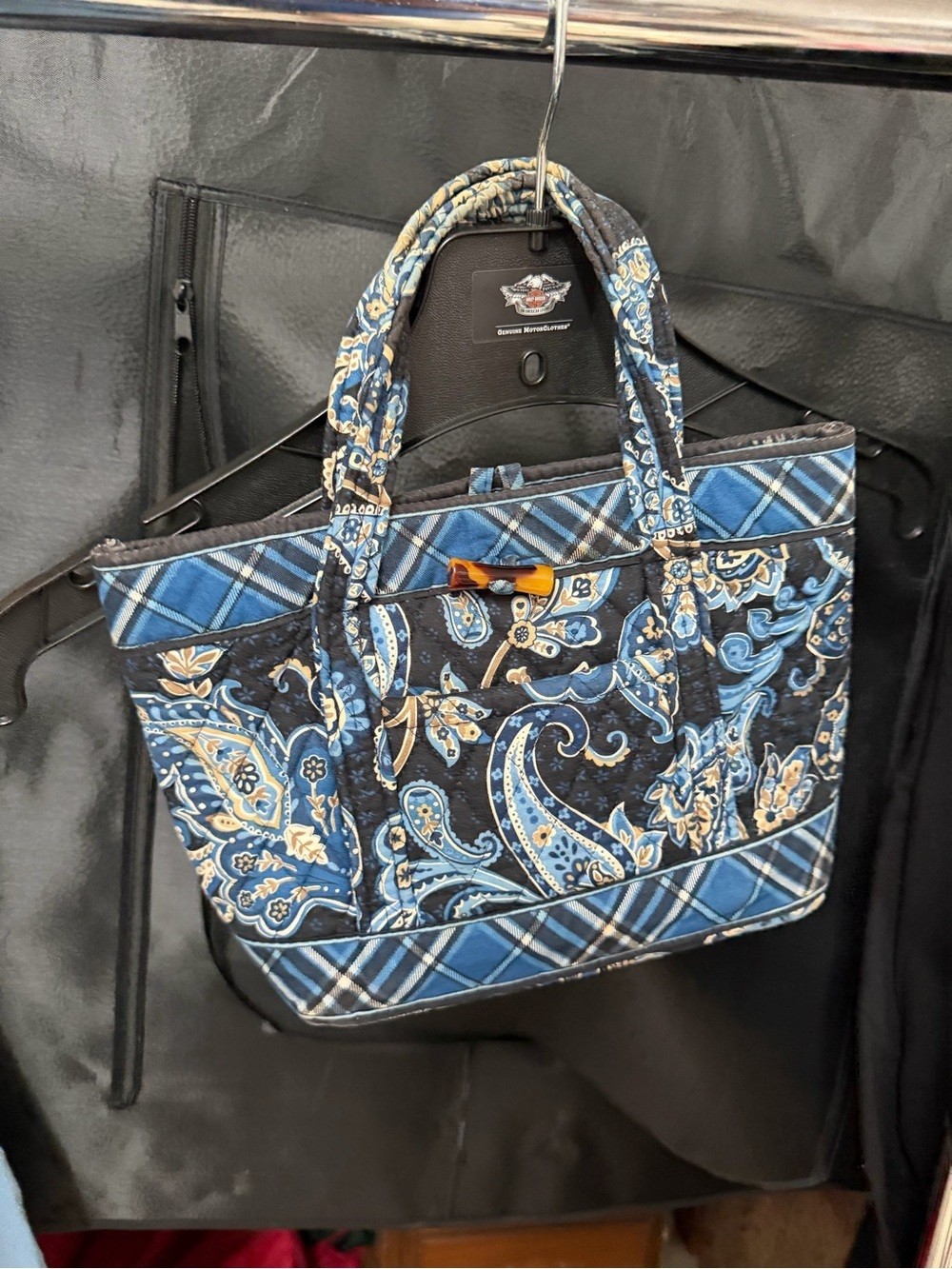 Vera Bradley Retired Windsor blue paisley button handbag purse fall 2006