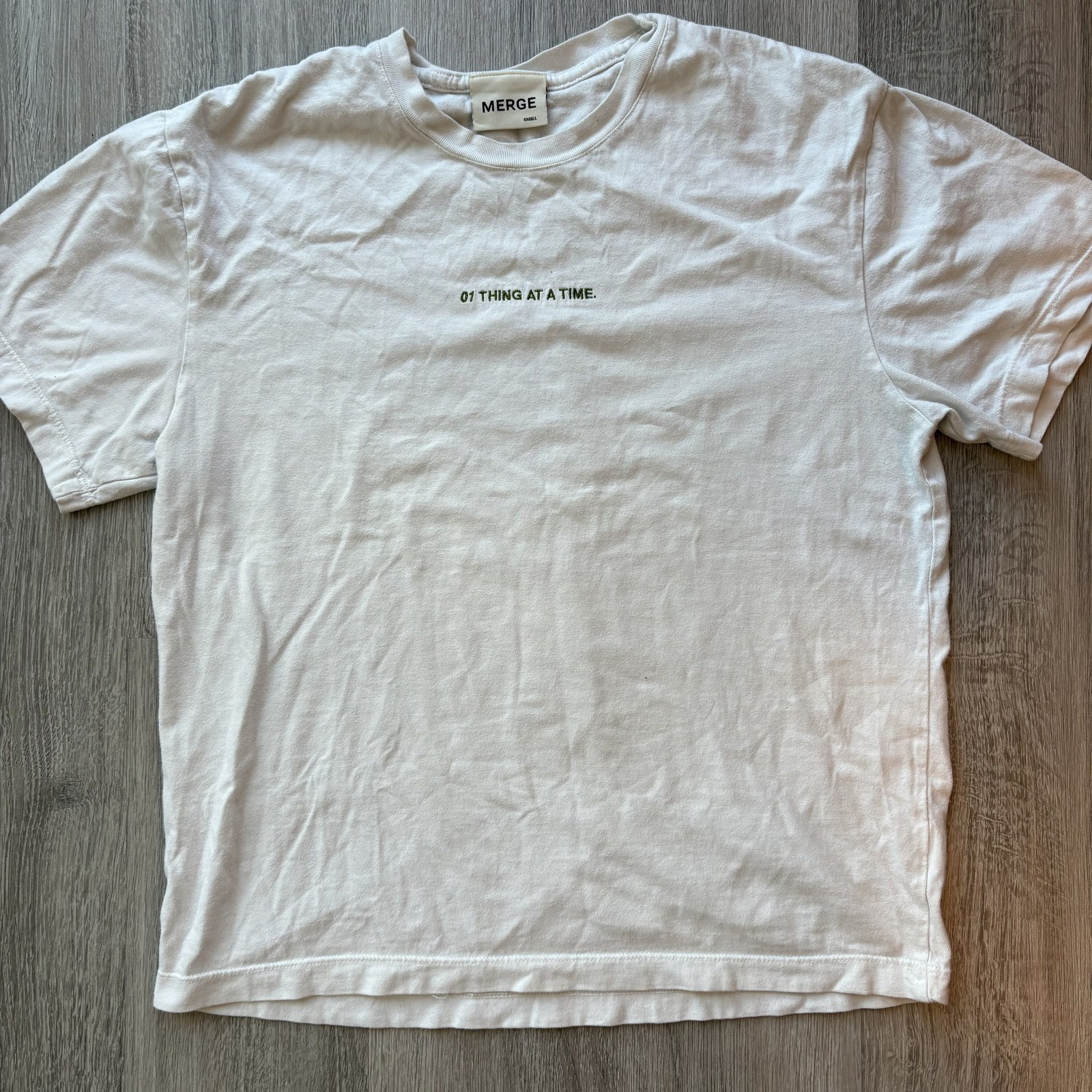 Merge Women’s 01 Thing At A Time Graphic Tee Small White Organic Cotton