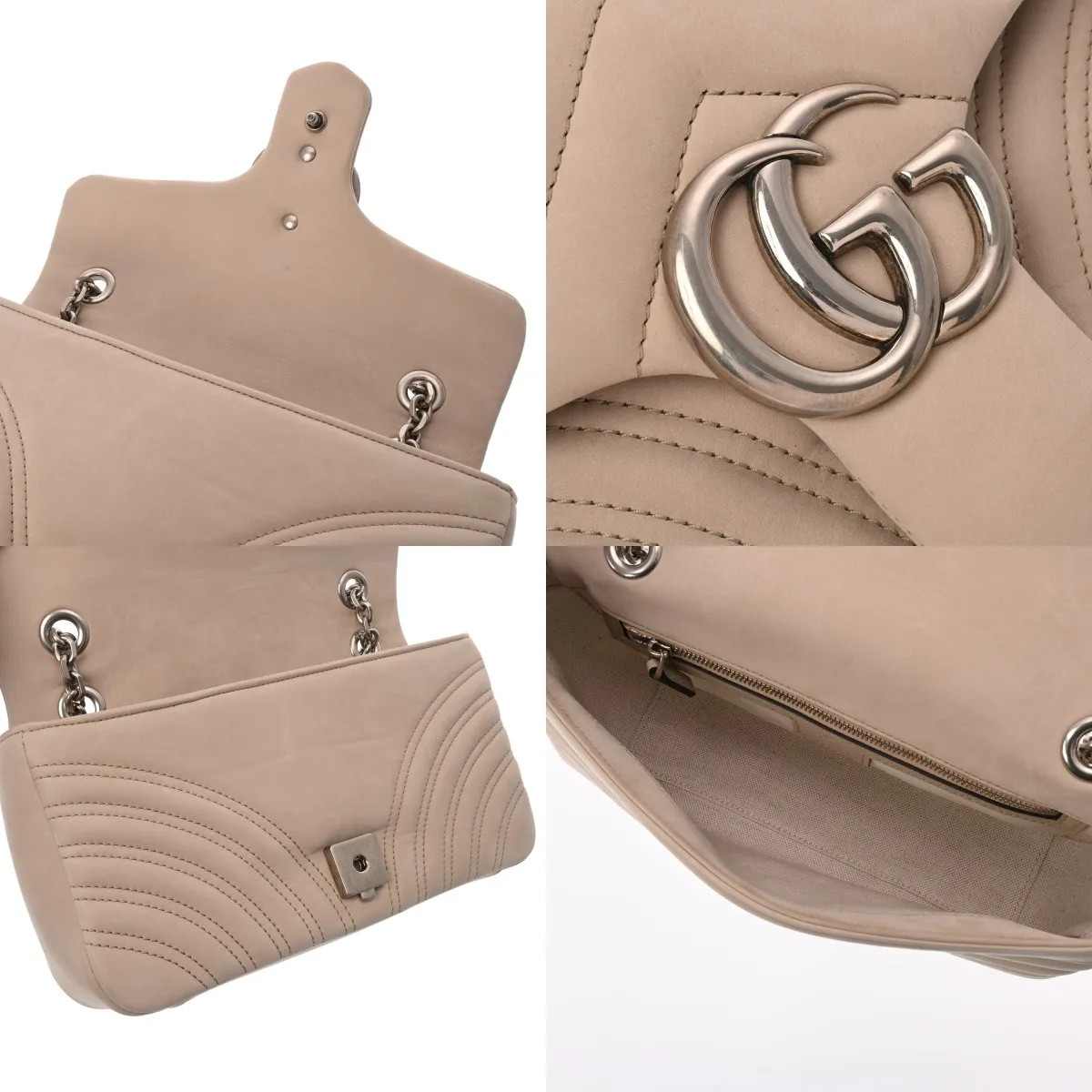 Gucci 837267 498879 Shoulder Bag Suede Beige #WB3400