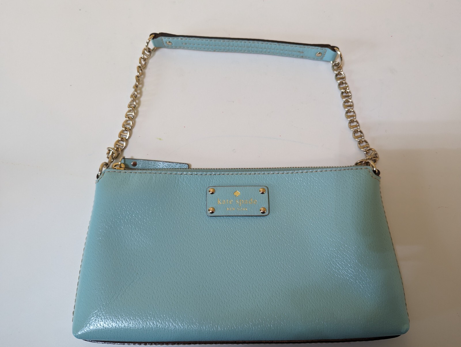 Kate Spade Wellesley Byrd Robinsegg Light Blue Pebbled Leather Handbag Purse AL4