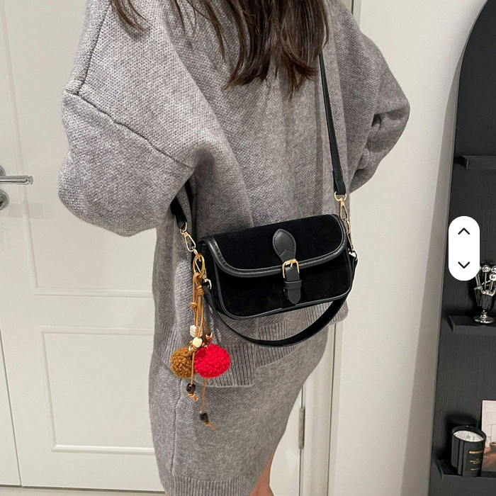 Coffee Color Vintage Suede Velvet Tote Bag | Luxury Leather Shoulder Purse