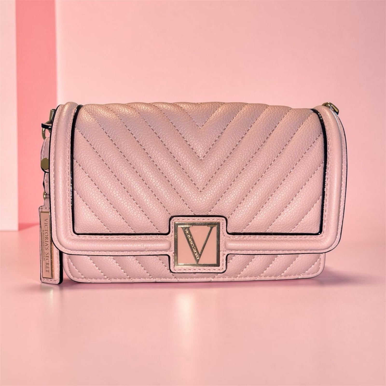 Victoria’s Secret The Victoria Mini Quilted Crossbody Bag in Blush Pink