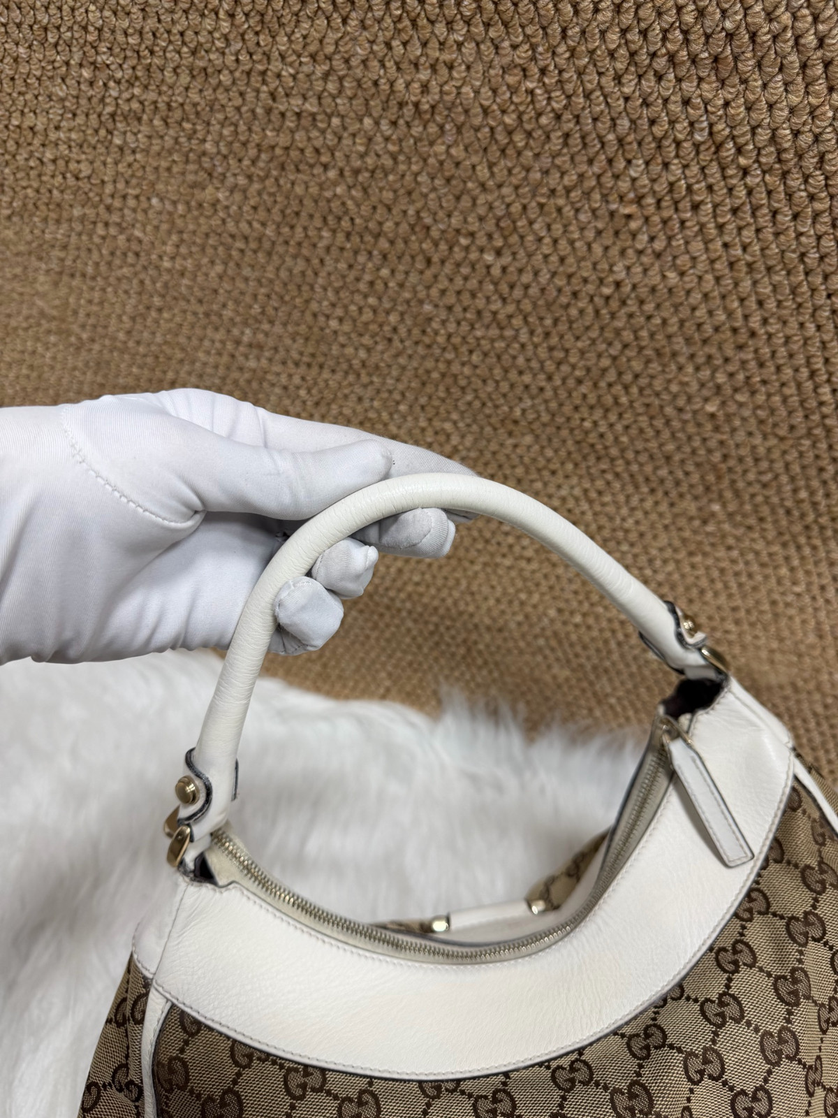 Authentic Gucci Vintage Monogram Hobo Monogram Canvas and Leather Hobo Bag eBay