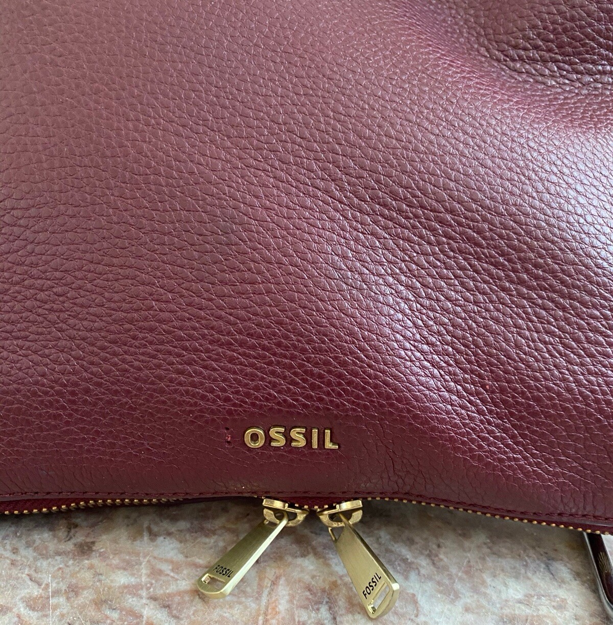 Fossil Preston Expandable Burgundy Leather Cross-body Bag EUC, $148