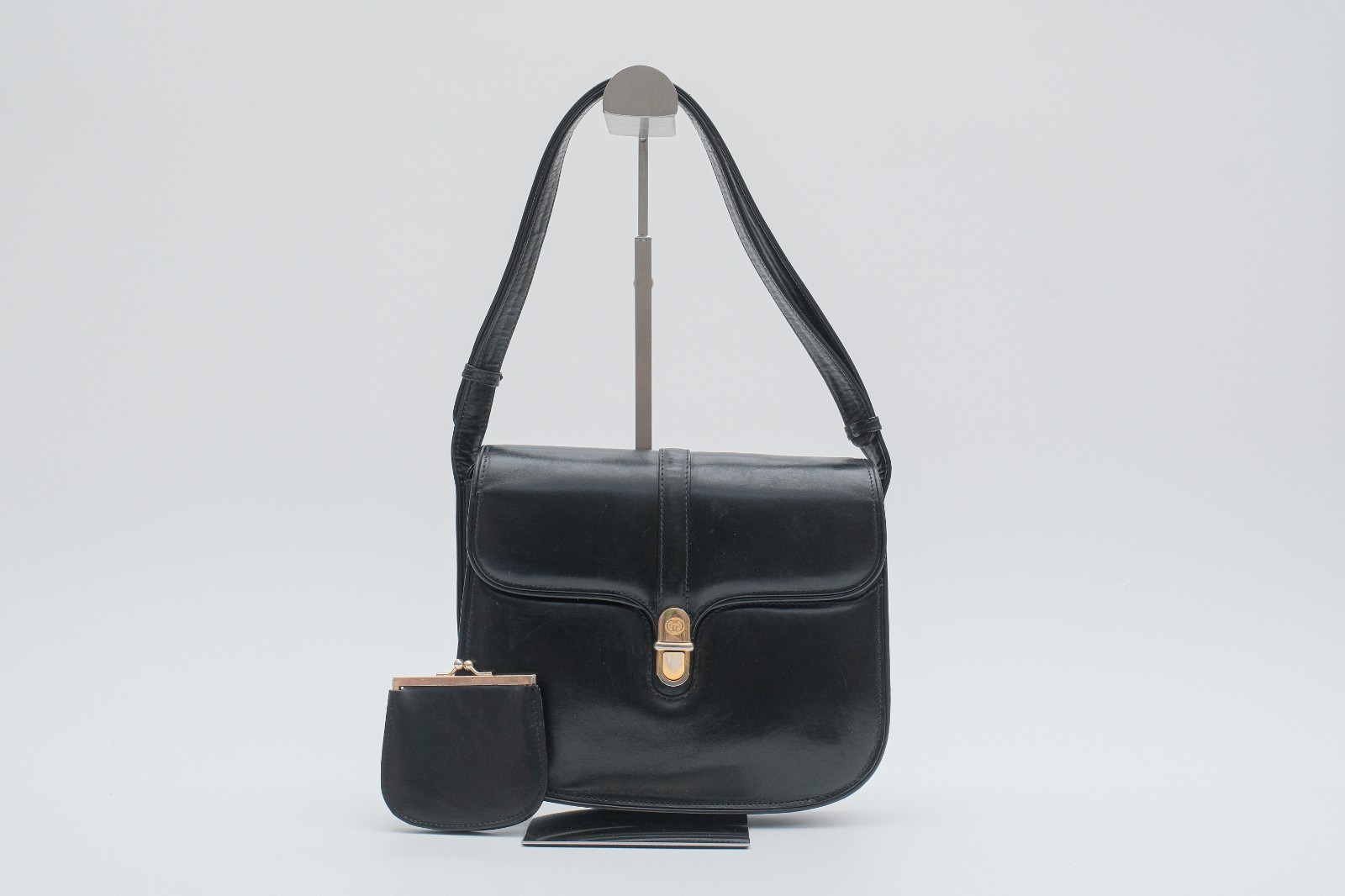 Vintage Gucci Hand Shoulder Bag Crossbody 2way Leather Black