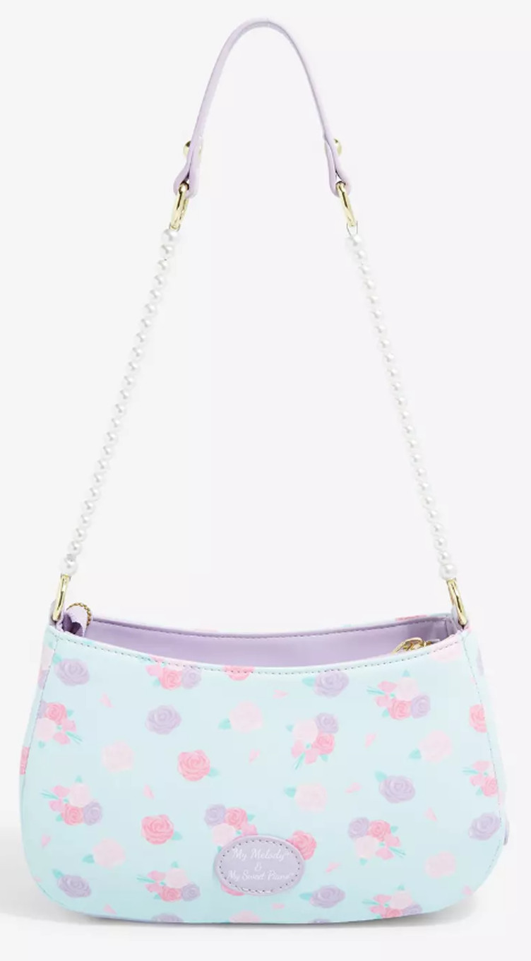 Hello Kitty My Melody & Sweet Piano Pearl Pastel Roses Shoulder Bag Purse – NEW