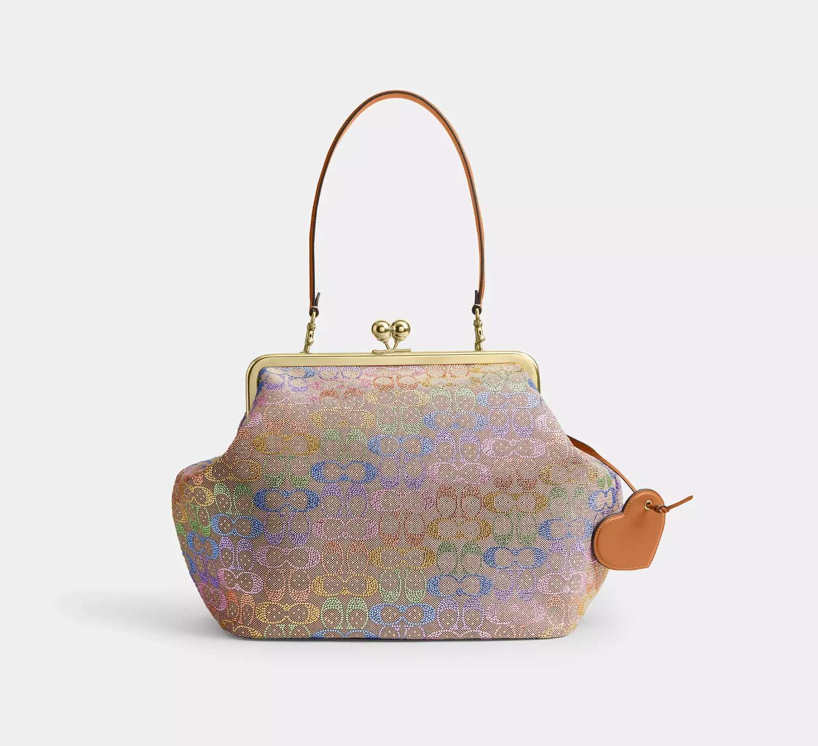 Coach Large Kisslock Frame Bag In Crystal Signature Jacquard CCX15