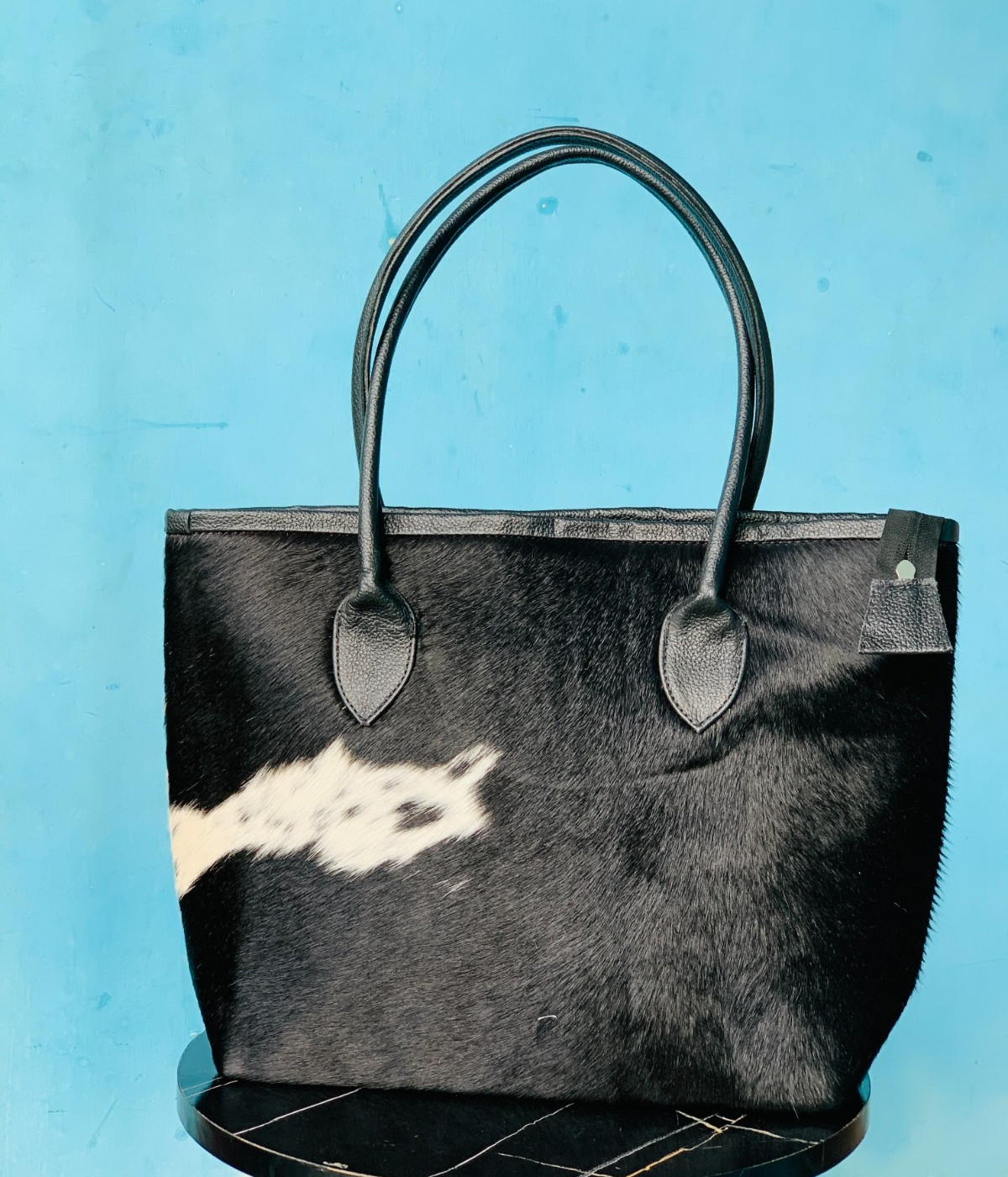 Natural Cow Hair-On Leather Ladies Bag | Black & White Cowhide Handbag