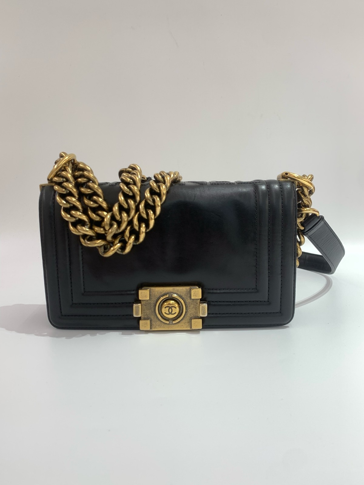 Chanel Le Boy Small Black Smooth Cowhide Leather Crossbody & Shoulder Bag Duty P