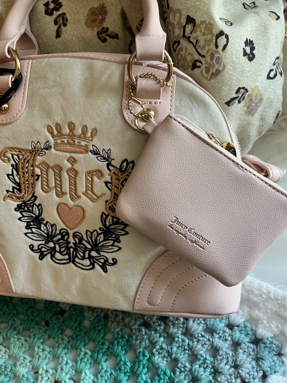 Juicy Couture Fondant Pink Heritage Bowler Crossbody Bag NWT