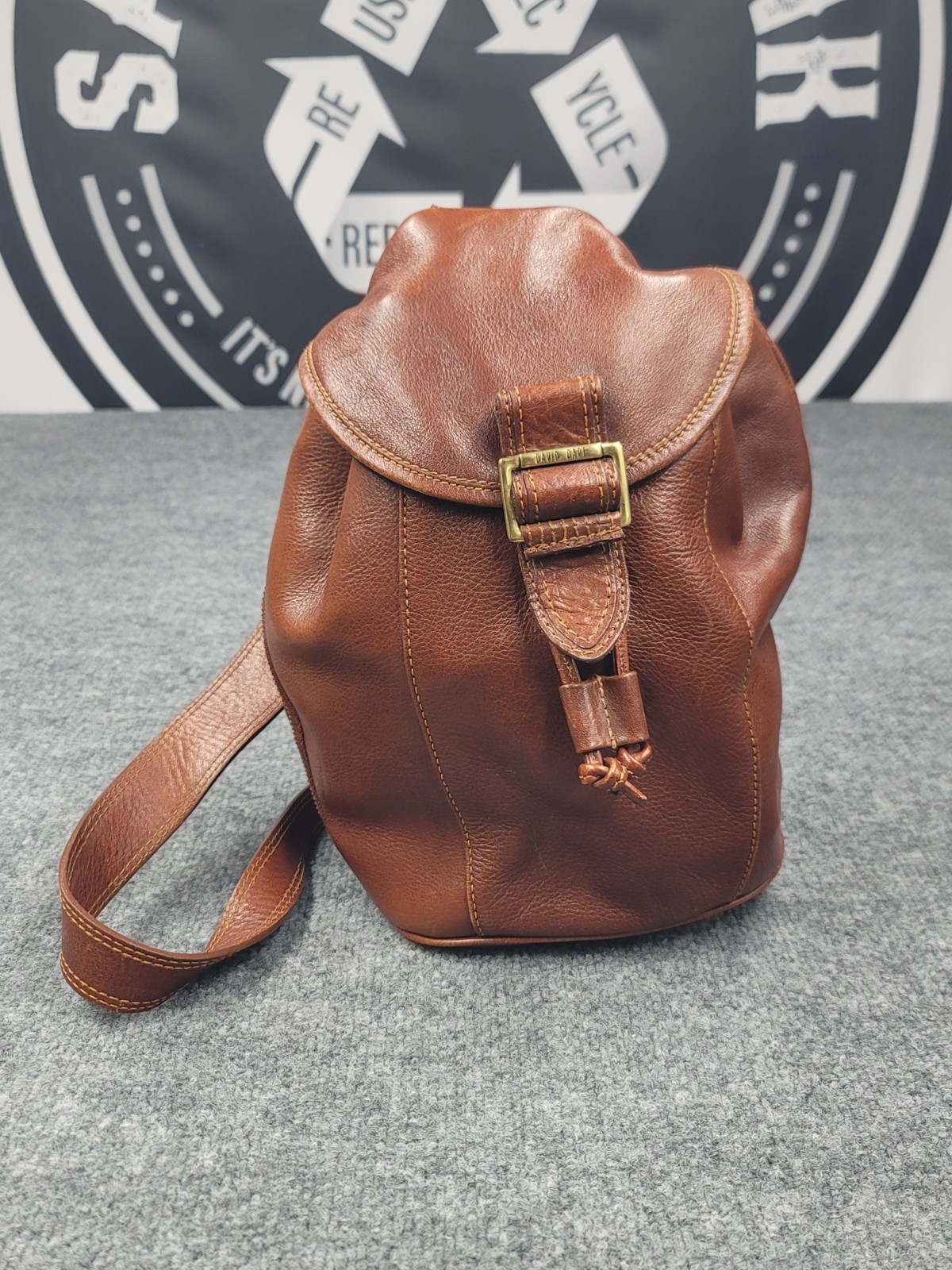 Vintage 80’s David Dart Brown Mini Pebbled Leather Crossbody Drawstring Bag