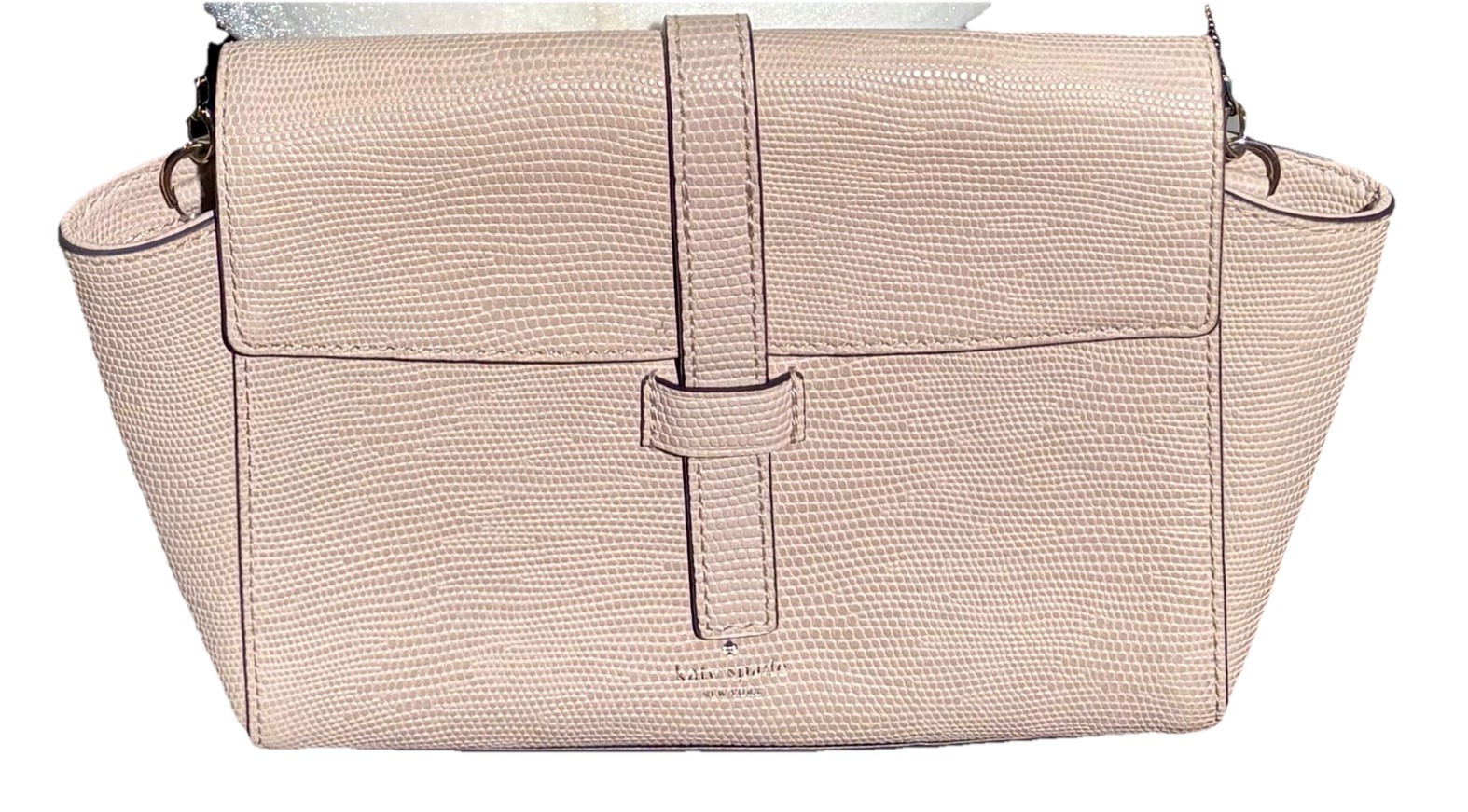 Kate Spade Riverside Street Emmie Embossed Leather Crossbody Beige