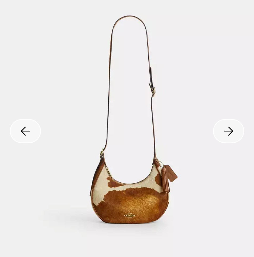 Coach Emily Shoulder Bag In Haircalf With Cow Print CDX23 Gold/Cow Multi