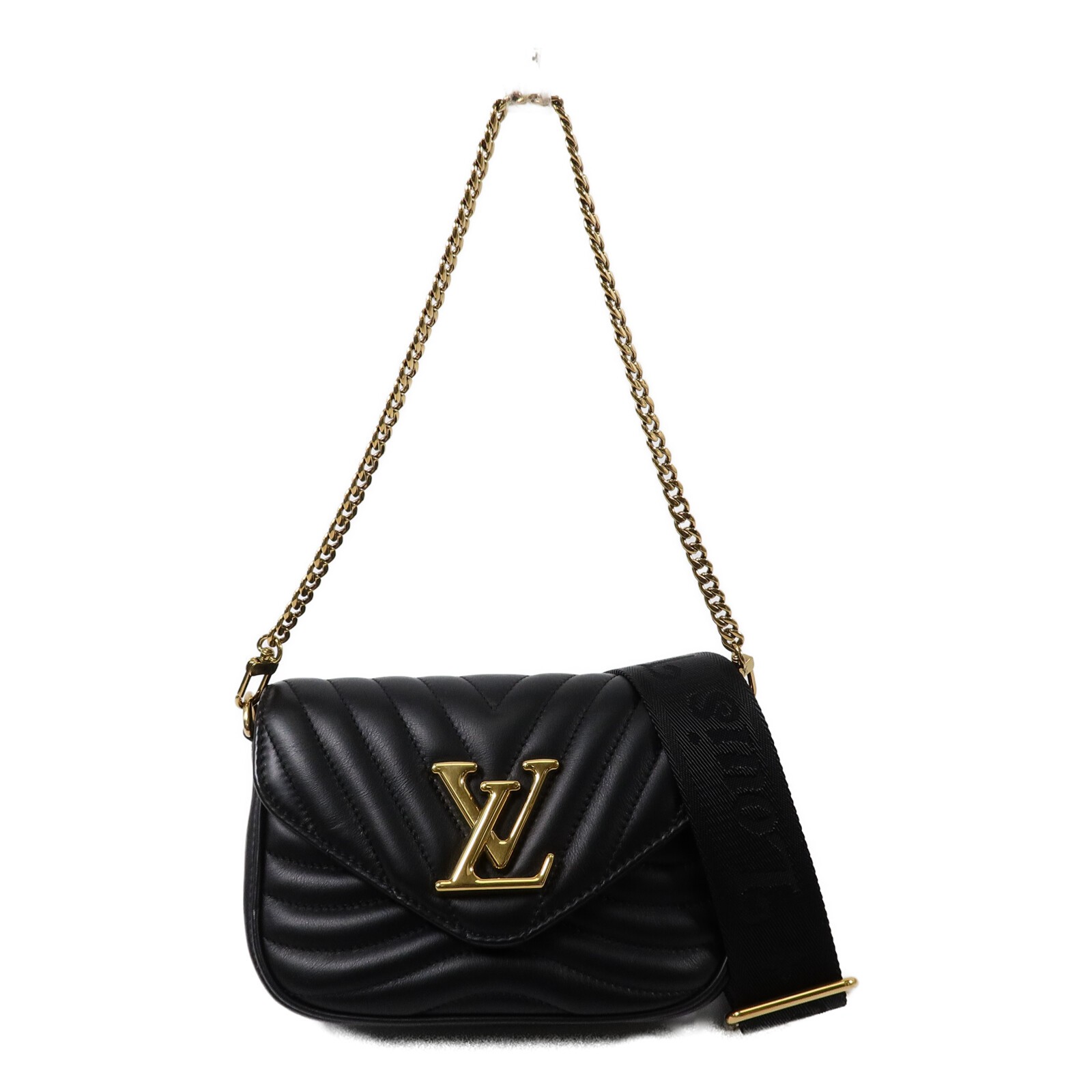 LOUIS VUITTON LV GHW New Wave 2 Way Bag M56461 Calfskin Leather Black