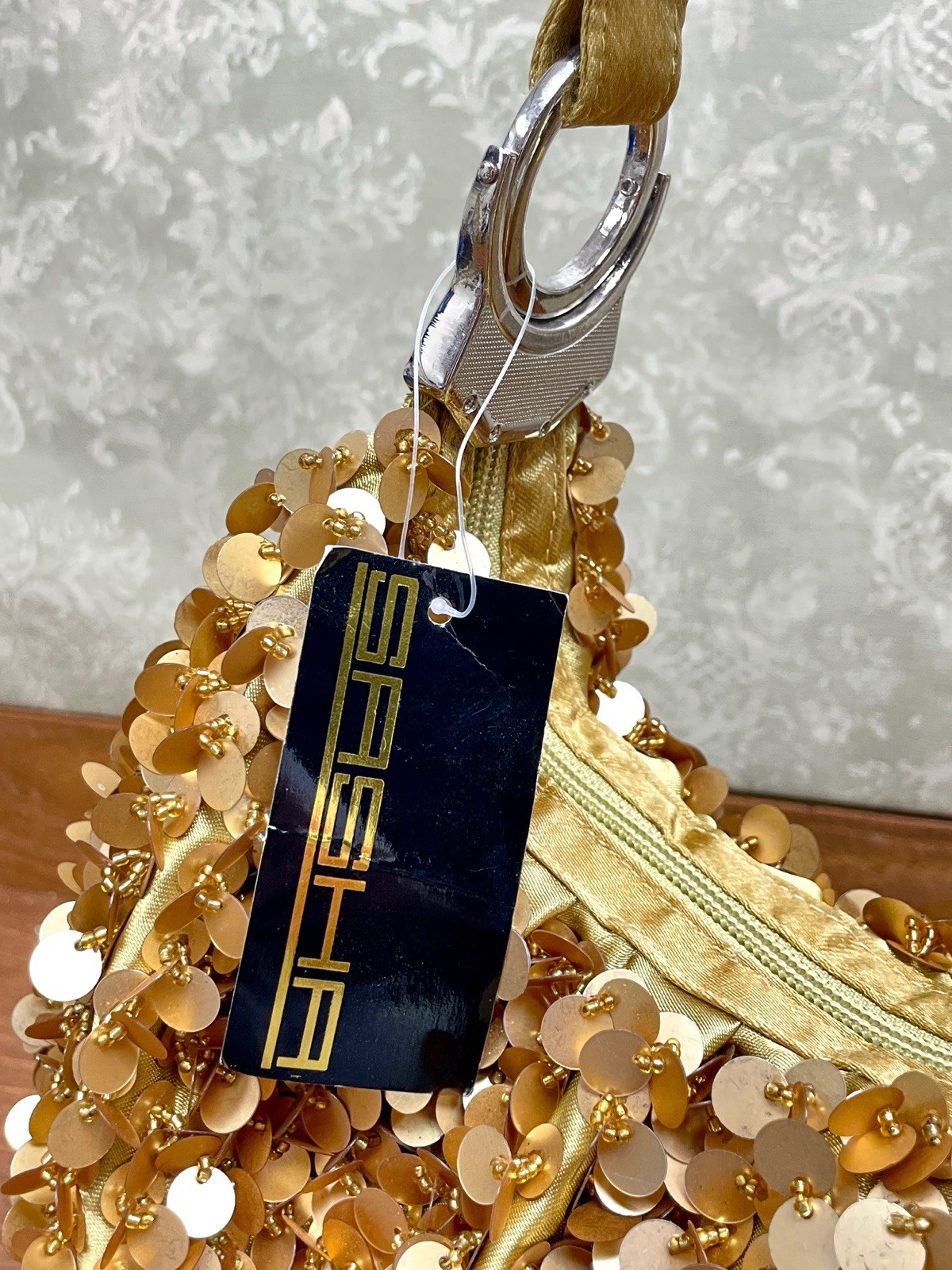 NWT SASHA New York Y2K Gold Sequin Hobo Shoulder Bag Glam Deadstock Purse