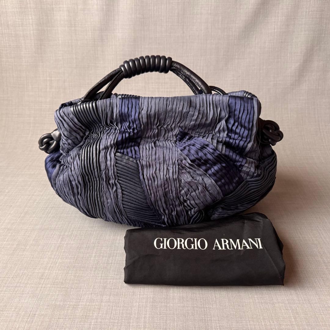 Giorgio Armani Shoulder Tote Bag Purse in Navy USED Good Condition