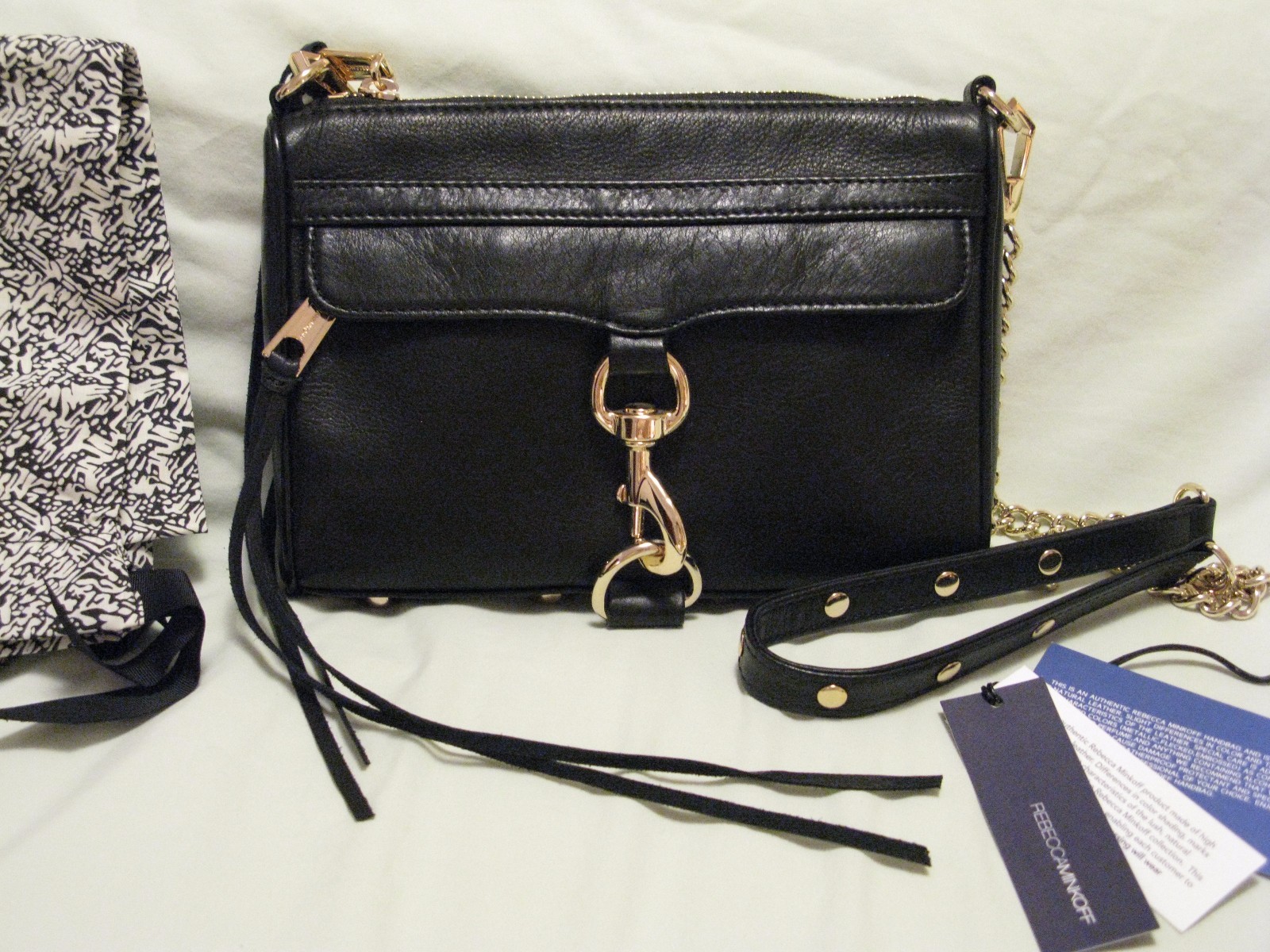 Rebecca Minkoff Mini MAC Bag ‘Black’ w/Gold Hardware Crossbody Clutch NWT