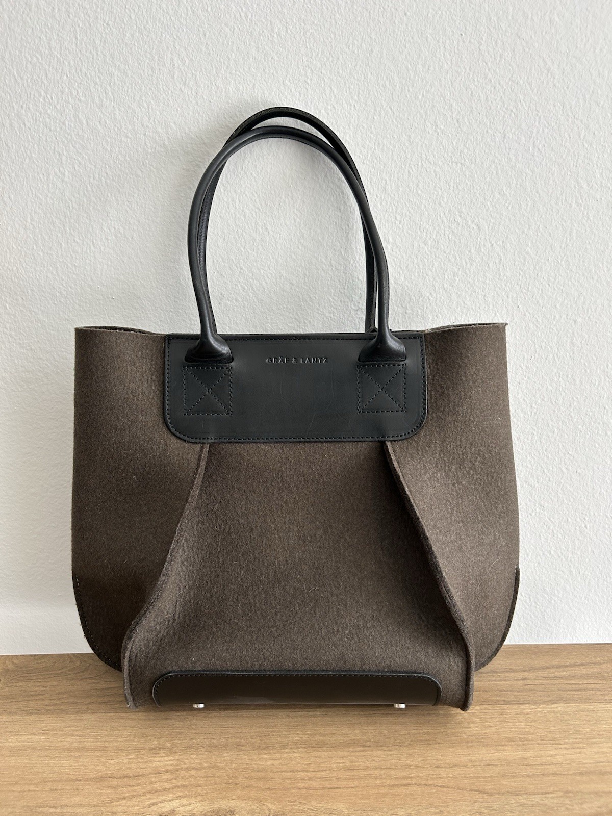 Graf Lantz Frankie Merino Wool Midi Olive Green / Brown Tote
