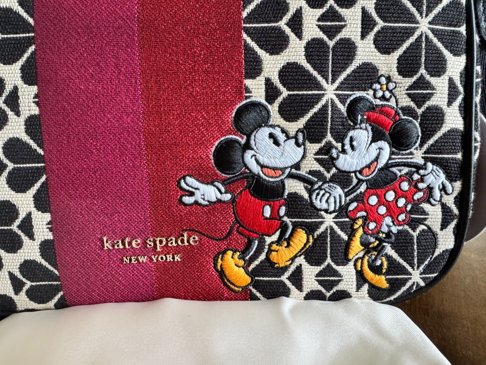 NEW Kate Spade x Disney 100 Mickey Minnie Sam Flower Jacquard Shoulder Crossbody