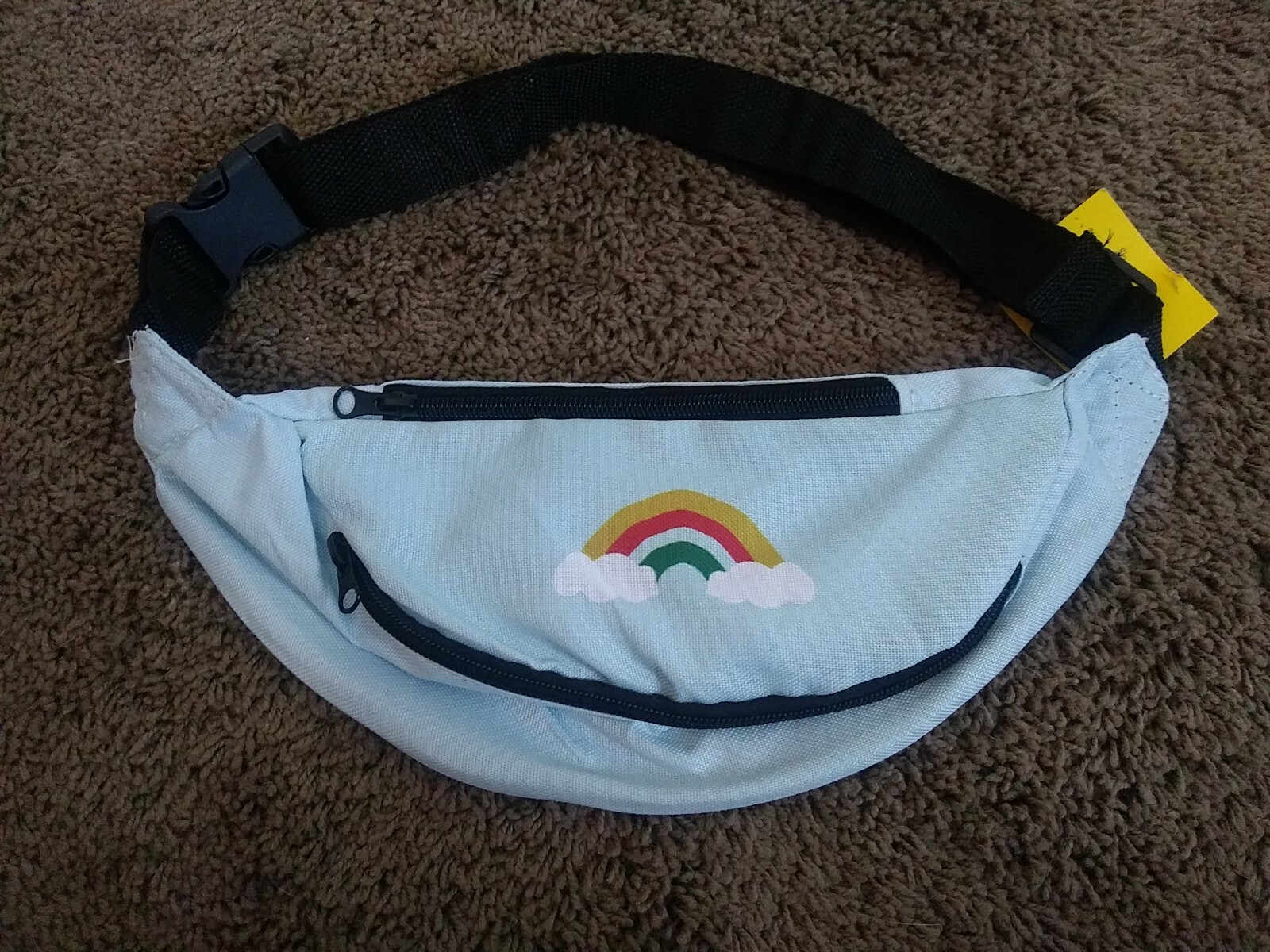 Fanny Pack / Belt Bag Pouch W/clasp – Rainbow sign blue color money purse