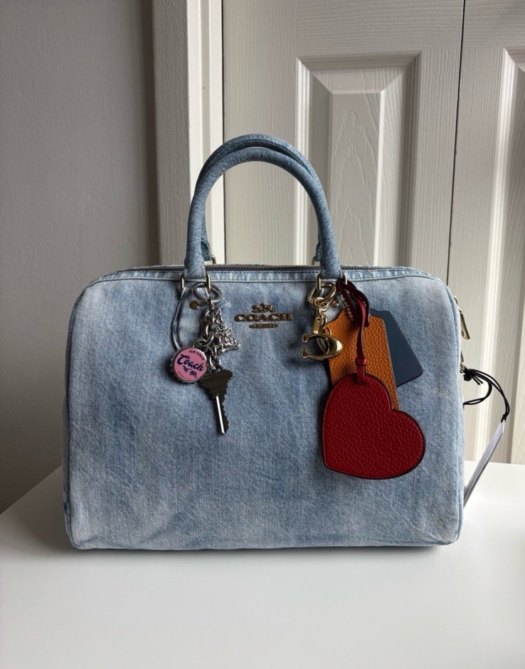 NWT Coach Rowan Large Satchel In Loved Denim CDY75