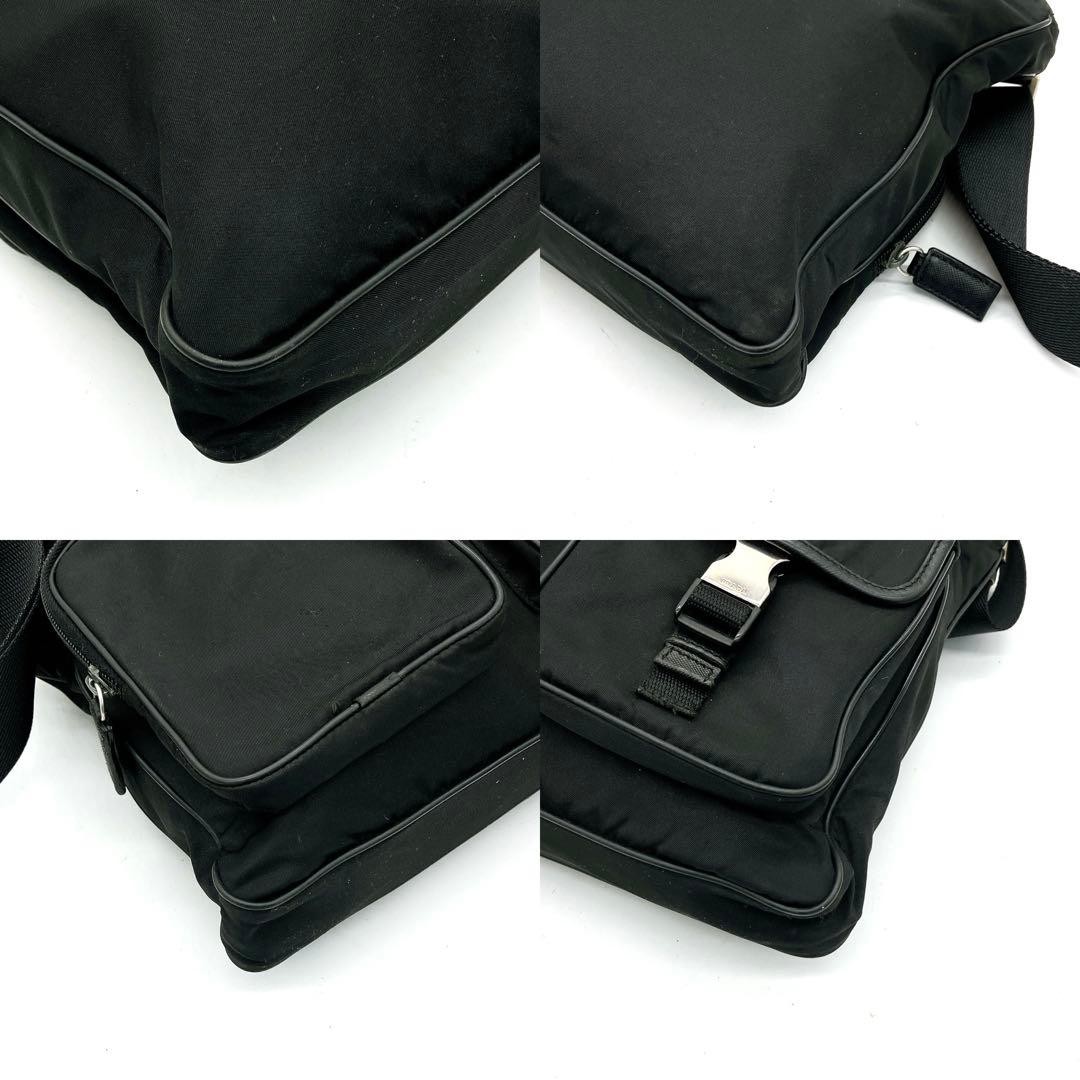 PRADA Shoulder Bag Nylon Triangle Logo Plate Black Self Standing From Japan