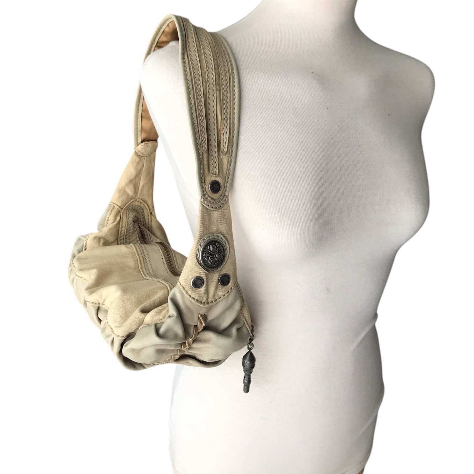 DIESEL Vintage Leather Bag Medieval Goth Roses Avant Garde Futuristic City 00s
