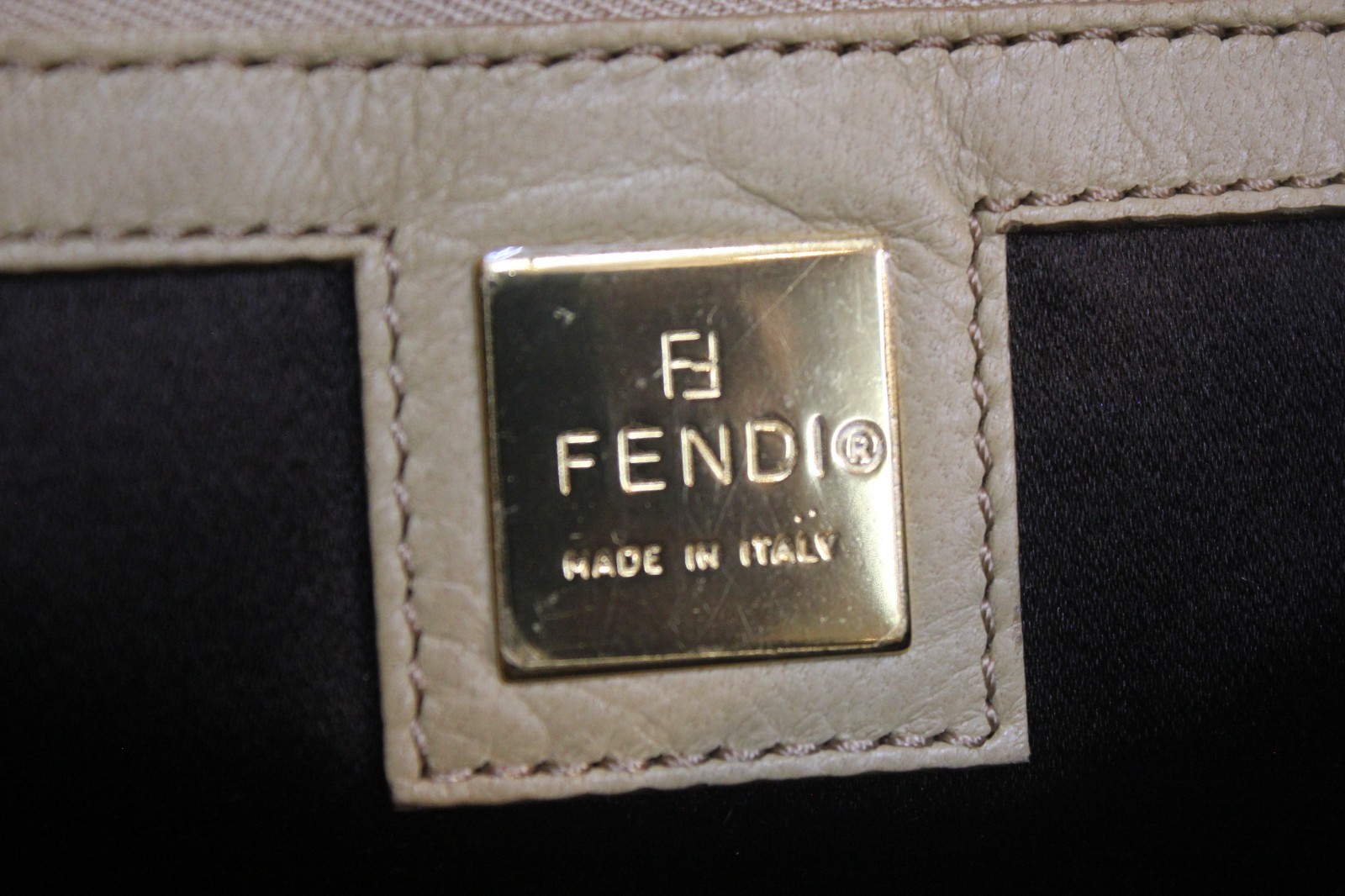 FENDI AUTH Suede Leather Beige/Yellow Tote Bag Shoulder Bag Hand Bag Italy