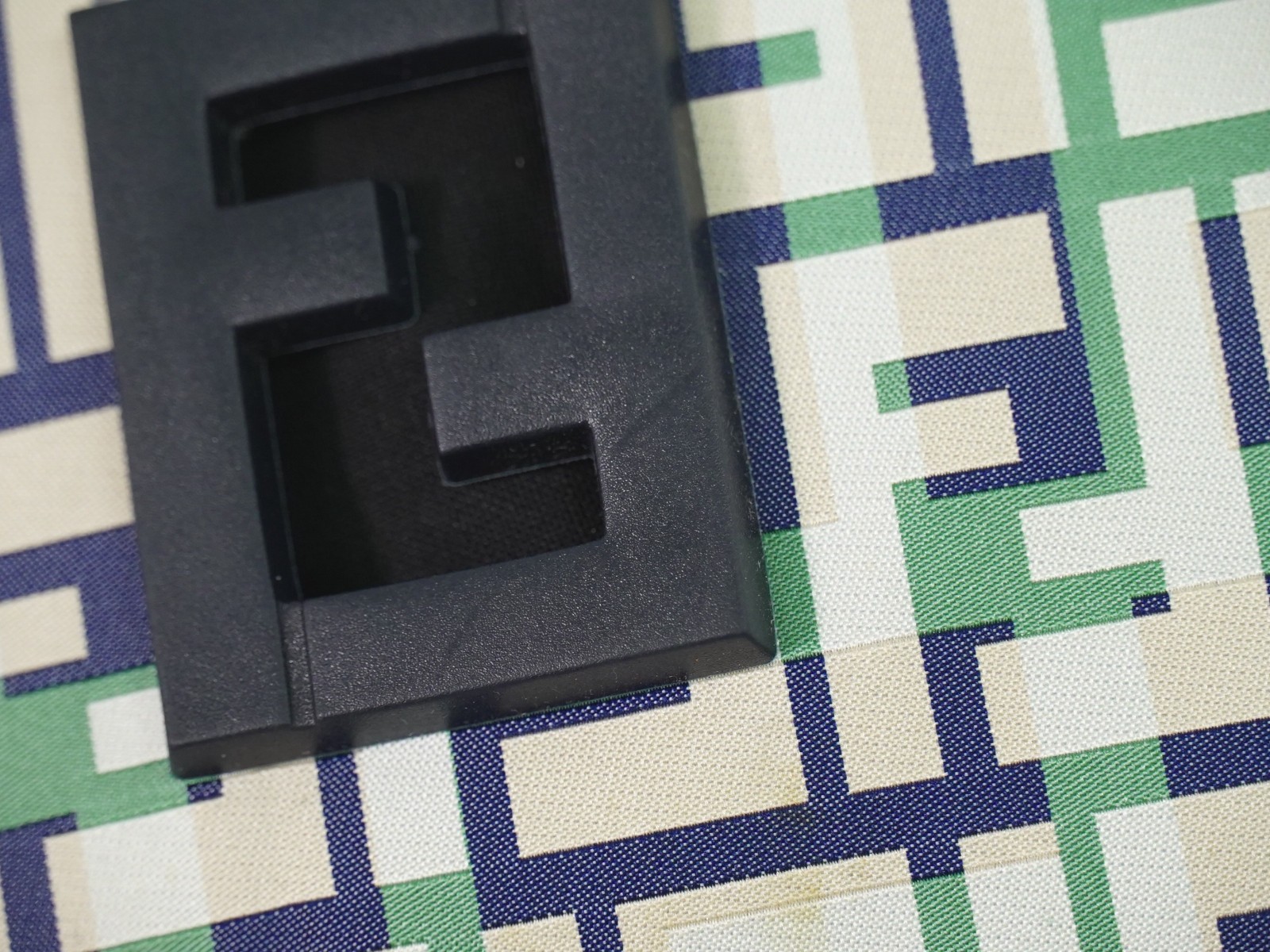 FENDI Mamma Baguette Zucca Canvas One Shoulder Bag Green Pink Navy