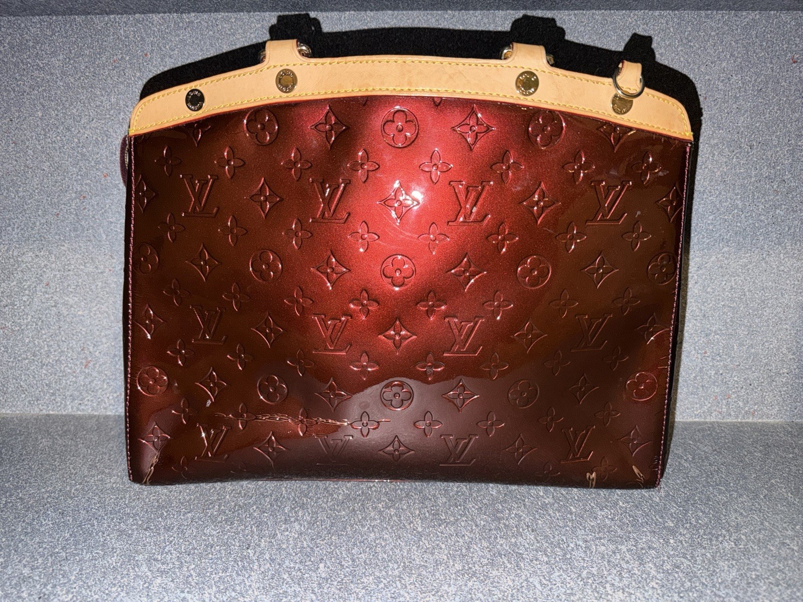 Louis Vuitton Brea MM Amarante Leather Monogram Vernis Bag