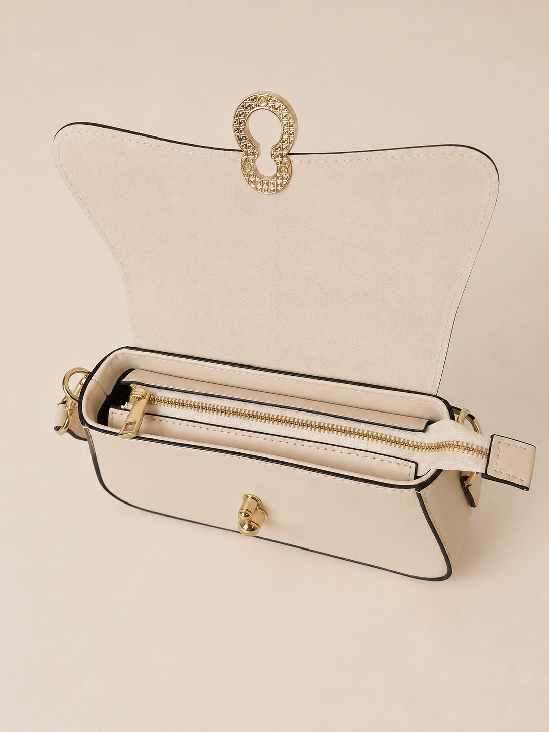 Italian Leather Ivory White Bag, Structured Shoulder Purse- Elegant Crossbody