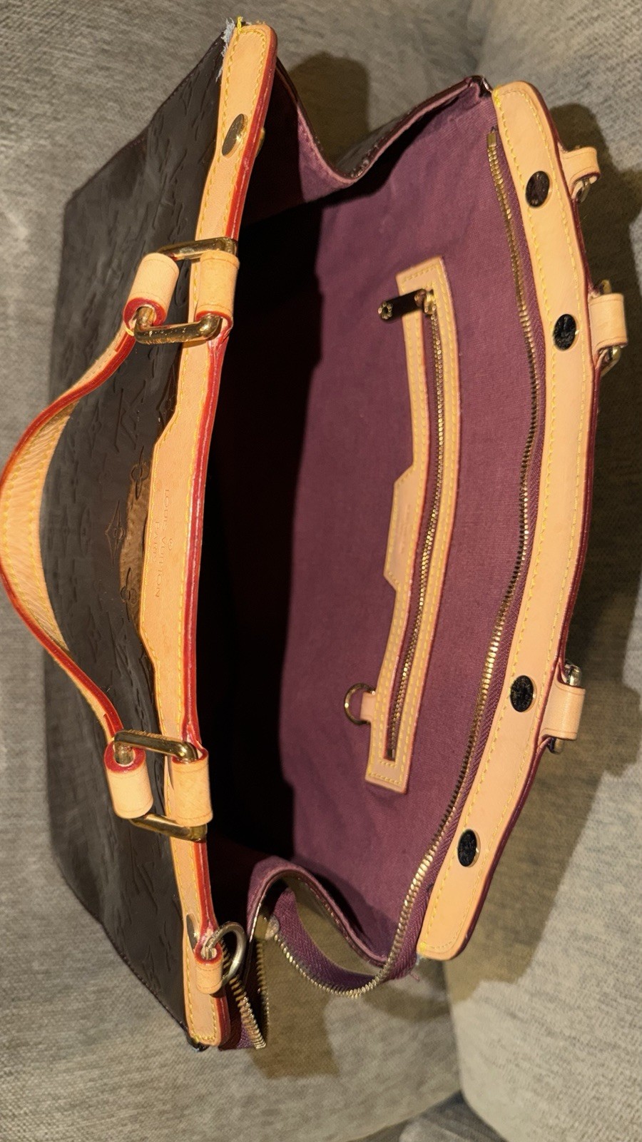 Louis Vuitton Brea MM Amarante Leather Monogram Vernis Bag