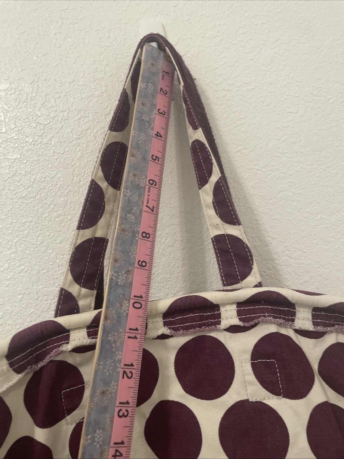 Thirty One Retro Metro Tote 13x17in Purple Polka Dot Canvas Bag Just Believe