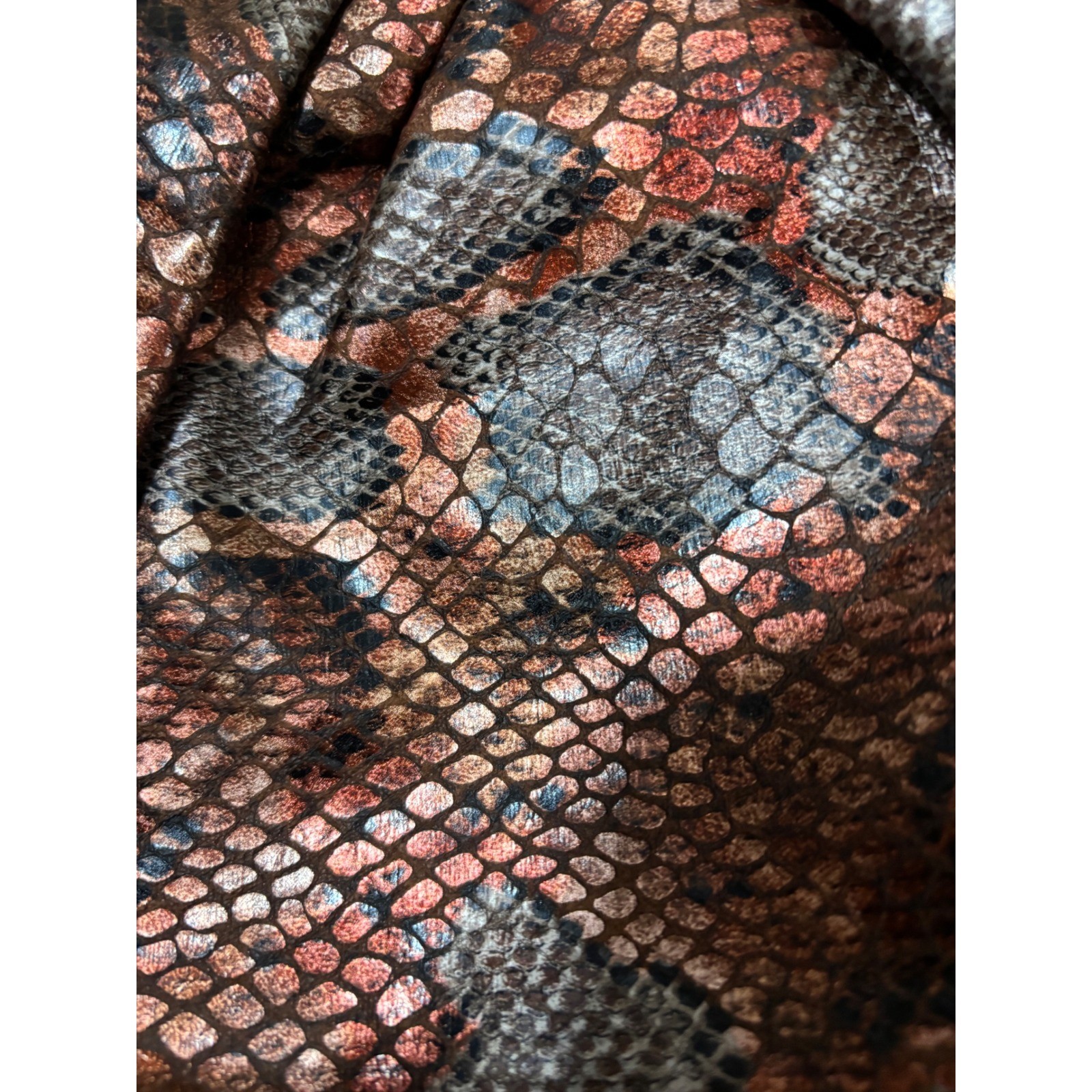 Jessica McClintock Snakeskin Metallic Clutch Evening Bag Silver Rose Gold
