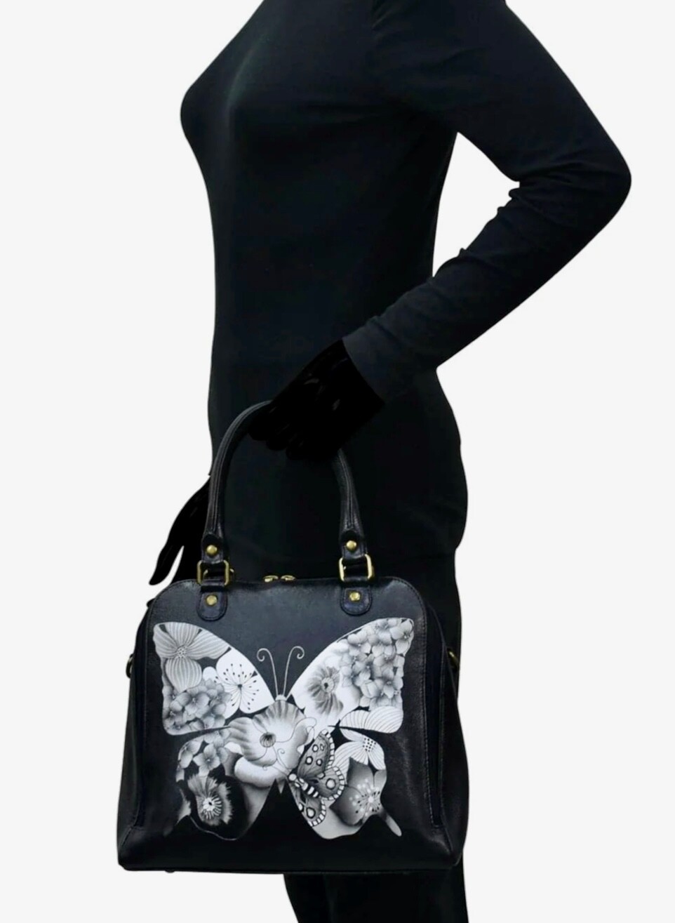 ANUSCHKA NWT🦋RFID Convertible Organizer Satchel/Crossbody-Butterfly Mosaic 7465