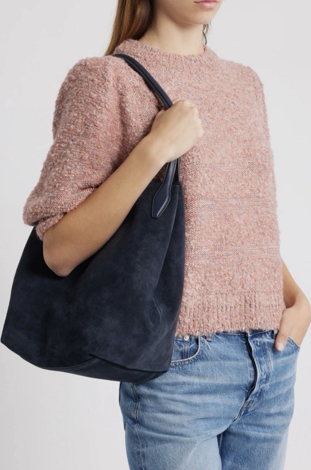 Madewell The Suede Shopper Tote Deep Indigo Blue